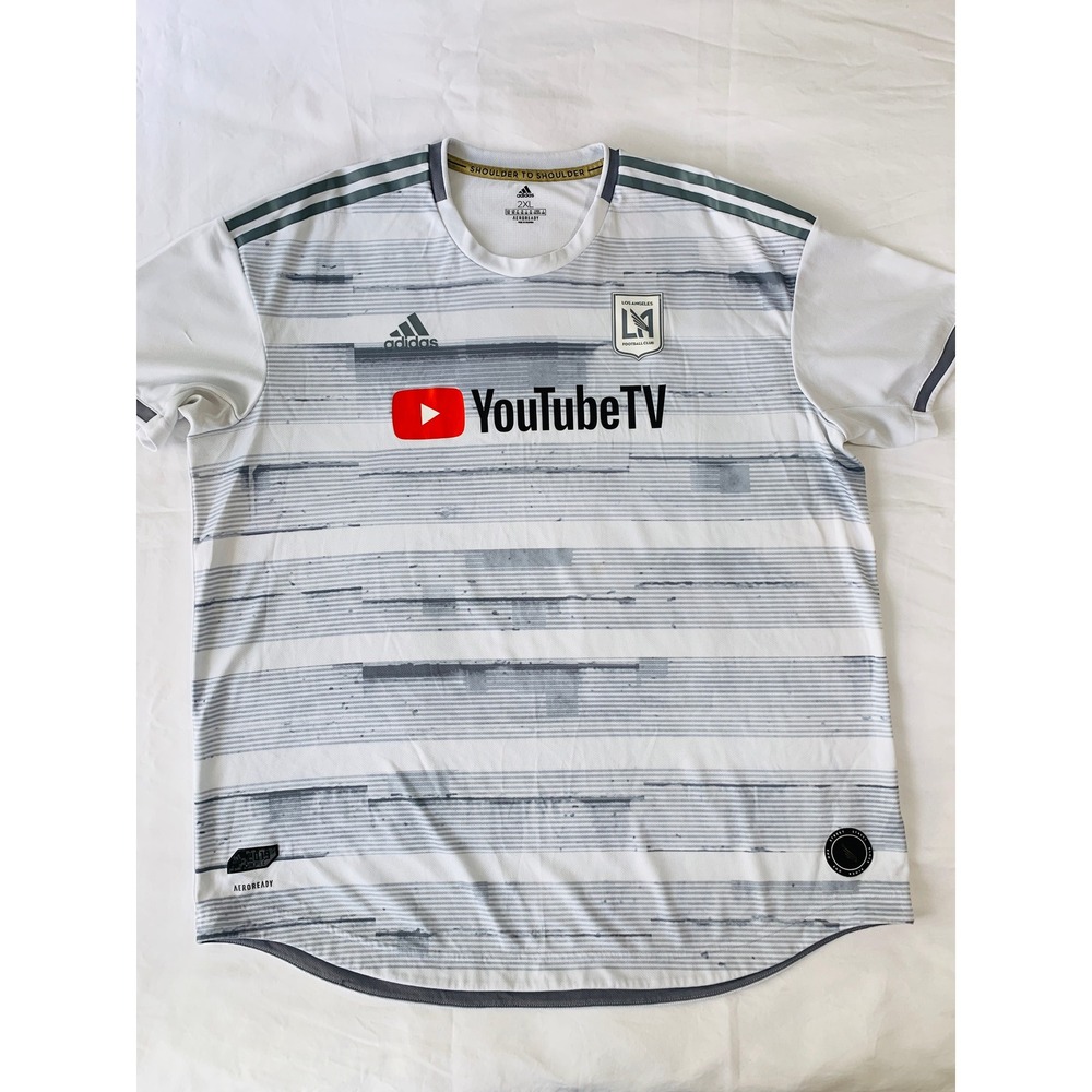 Adidas Los Angeles LAFC Away Authentic Mens Soccer Jersey White Gray 2XL - Picture 11 of 16
